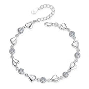 Silver Heart Shaped Necklace Bracelet Set for Women