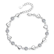 Silver Heart Shaped Necklace Bracelet Set for Women