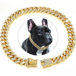 Cuban Chain Diamond Walking Metal Chain Collar