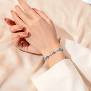 Silver Heart Shaped Necklace Bracelet Set for Women