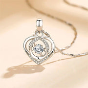 Silver Heart Shaped Necklace Bracelet Set for Women